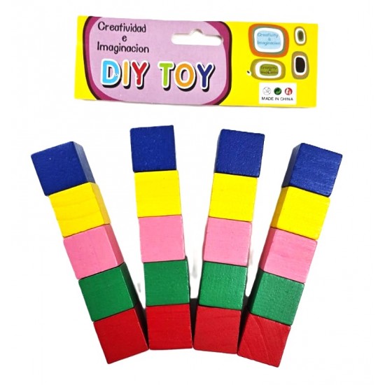 خشب مربعات 2.5 سم 5 ملون 20 حية